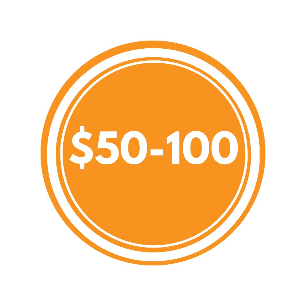 50 - 100$