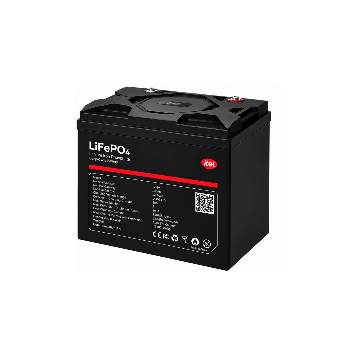 itel Energy IPB-12100 – 12.8V 100Ah LiFePO4 Battery, 1.28kWh