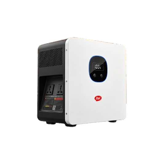A white and black iBET portable power station with a digital display screen on the front, set against a plain white background.